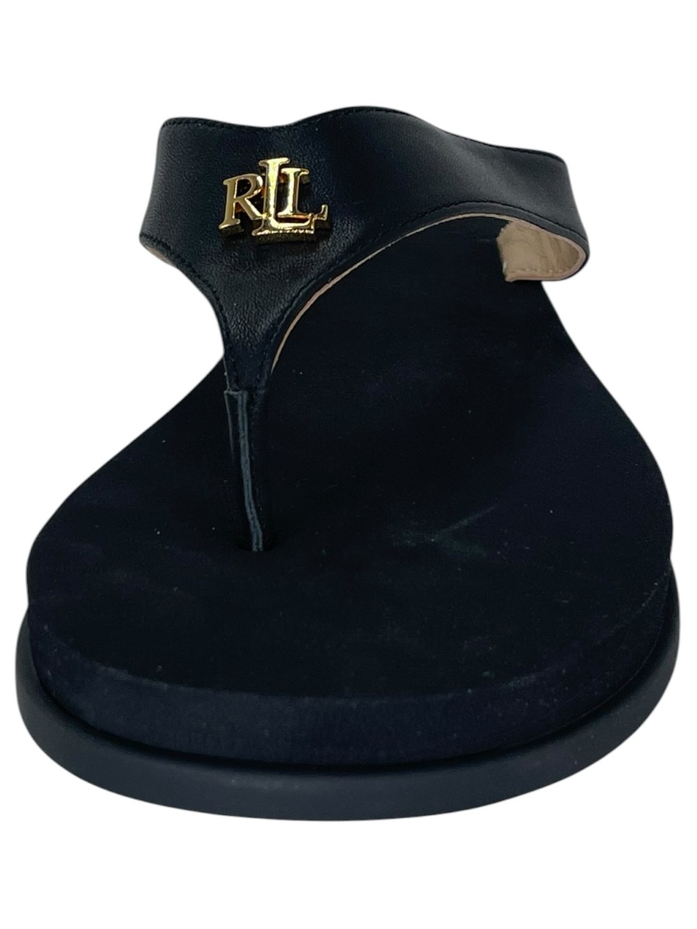 Lauren Ralph Lauren Regina Black Nappa Leather Womens Thong Sandals Size 10M - Picture 6 of 10
